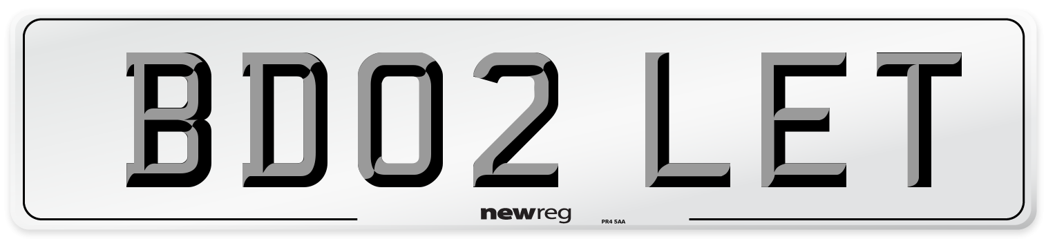 BD02 LET Number Plate from New Reg
